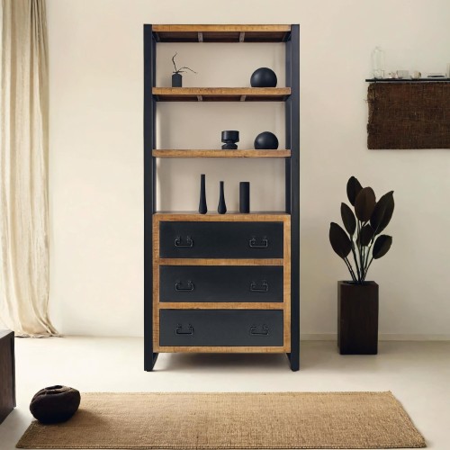 Rek in hout en metaal 90 cm – Kansas