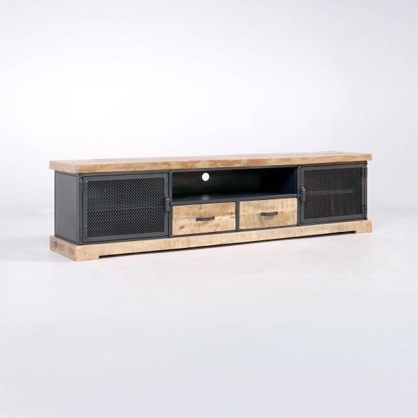 TV-meubel van massief hout en metaal 200 cm - Cambridge