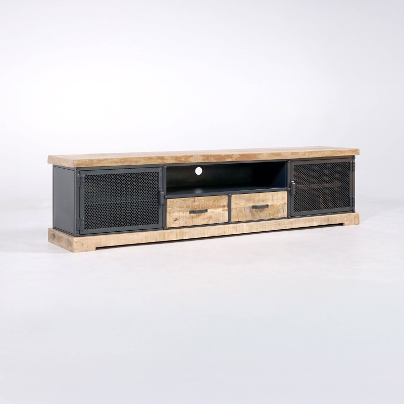 TV-meubel van massief hout en metaal 200 cm - Cambridge