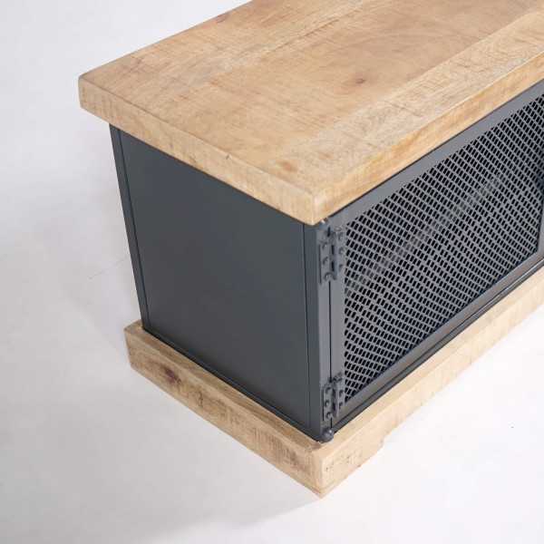 TV-meubel van massief hout en metaal 200 cm - Cambridge