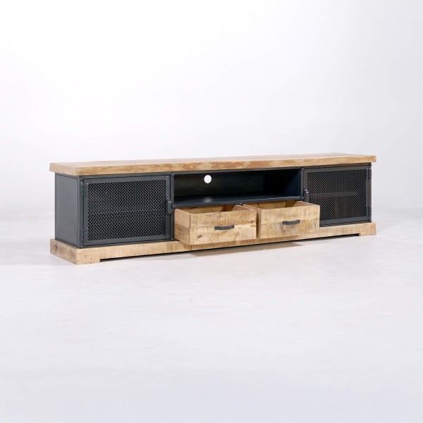 TV-meubel van massief hout en metaal 200 cm - Cambridge