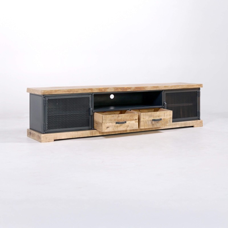 TV-meubel van massief hout en metaal 200 cm - Cambridge