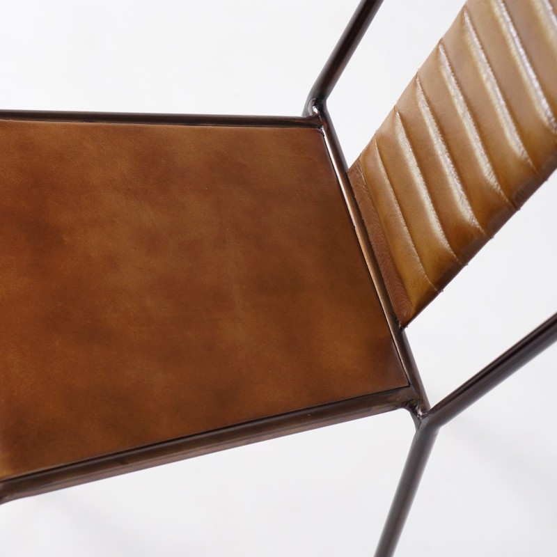 Industriele Stoel leer en koper 2