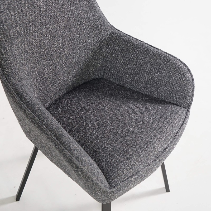 Draaibare eetkamerstoel in donkergrijs gemêleerde stof – Alma