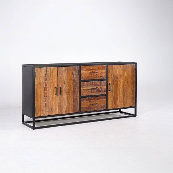 Groot industrieel dressoir van gerecycleerd hout - Recycled