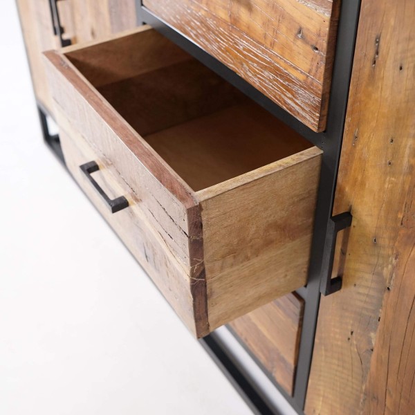 Groot industrieel dressoir van gerecycleerd hout - Recycled