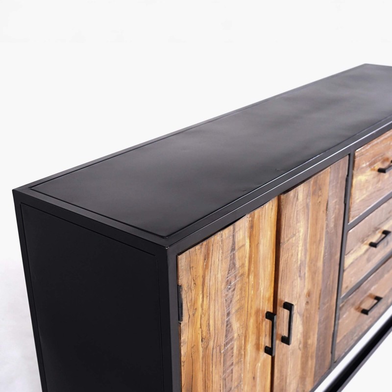 Groot industrieel dressoir van gerecycleerd hout - Recycled