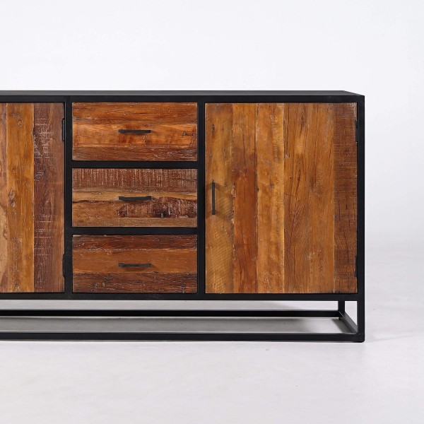 Groot industrieel dressoir van gerecycleerd hout - Recycled