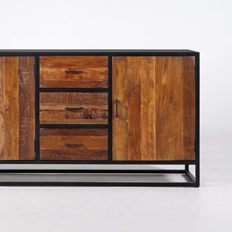 Groot industrieel dressoir van gerecycleerd hout - Recycled