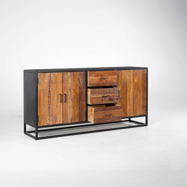 Groot industrieel dressoir van gerecycleerd hout - Recycled