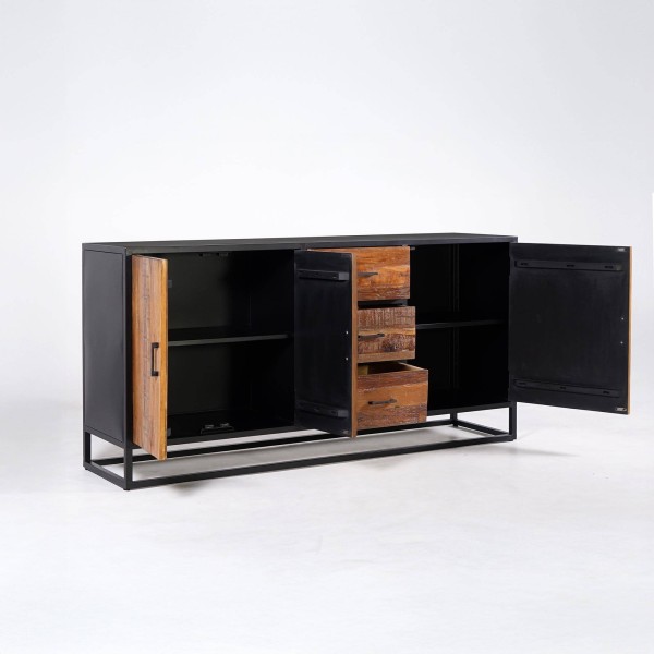 Groot industrieel dressoir van gerecycleerd hout - Recycled