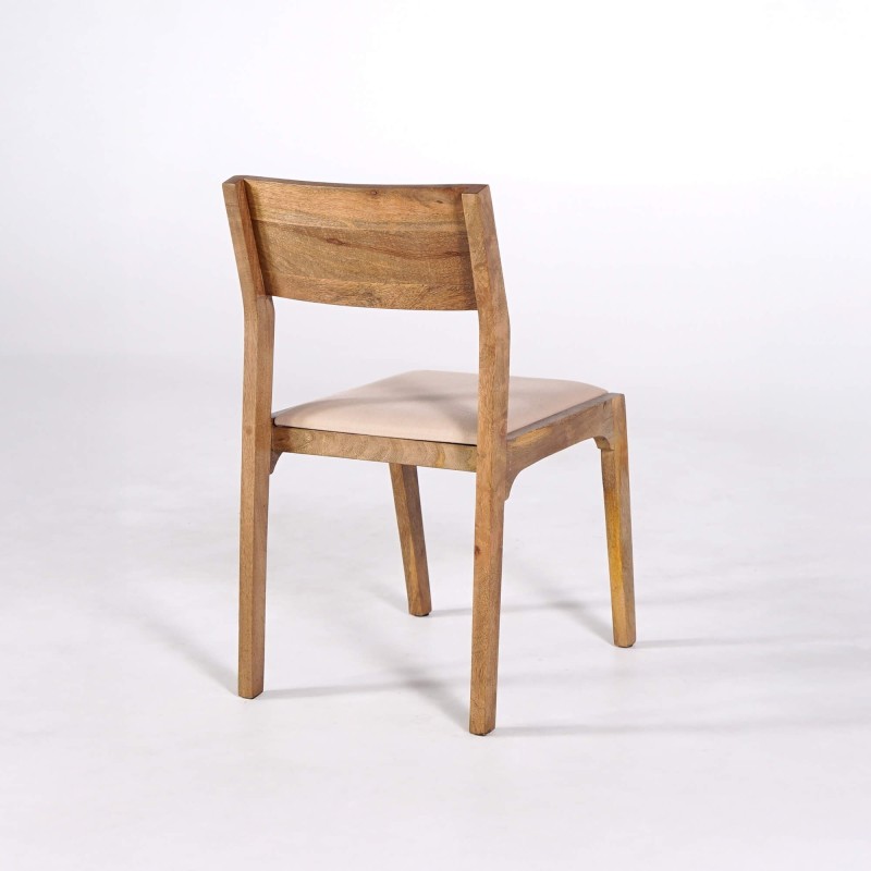 Stoel van naturel hout en beige stof - Elegance