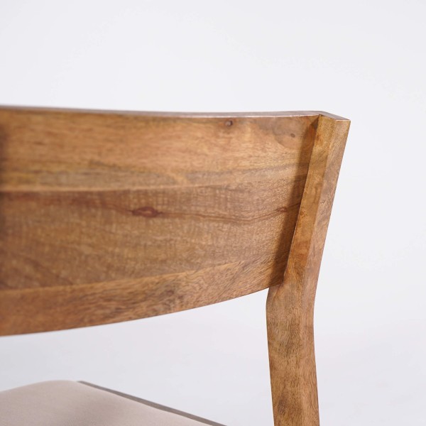 Stoel van naturel hout en beige stof - Elegance
