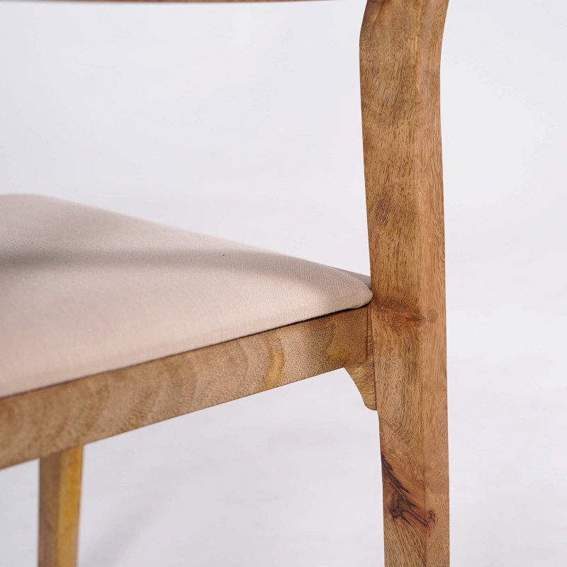 Stoel van naturel hout en beige stof - Elegance