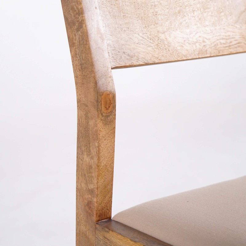 Stoel van naturel hout en beige stof - Elegance
