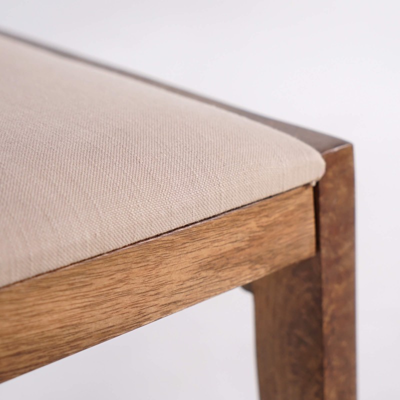 Stoel van naturel hout en beige stof - Elegance