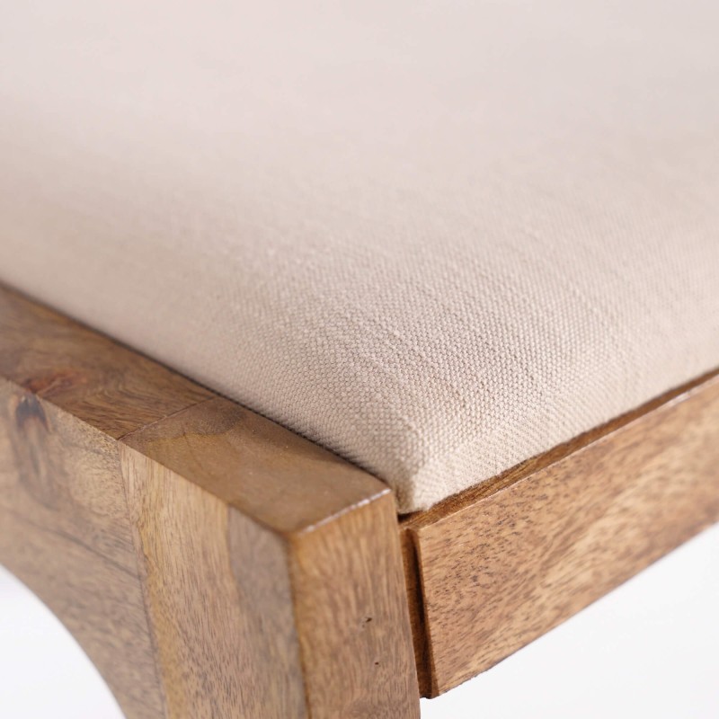 Stoel van naturel hout en beige stof - Elegance