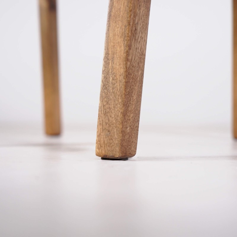 Stoel van naturel hout en beige stof - Elegance