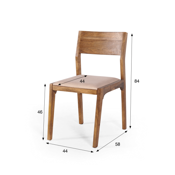 Stoel van naturel hout en beige stof - Elegance