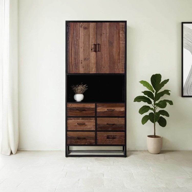 Industriële kast van gerecycleerd hout - Recycled