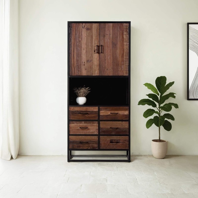 Industriële kast van gerecycleerd hout - Recycled