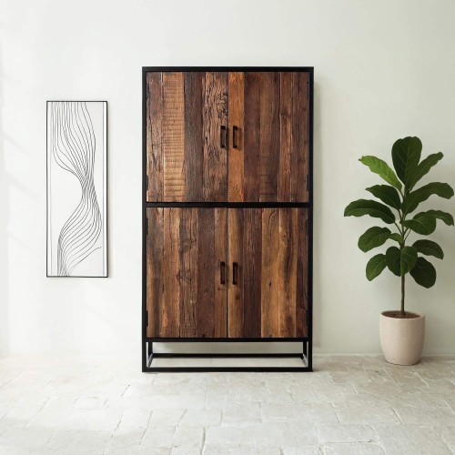 Hoog dressoir 90 cm in gerecycleerd hout – Recycled
