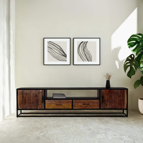 Tv-meubel 200 cm in gerecycleerd hout – Recycled