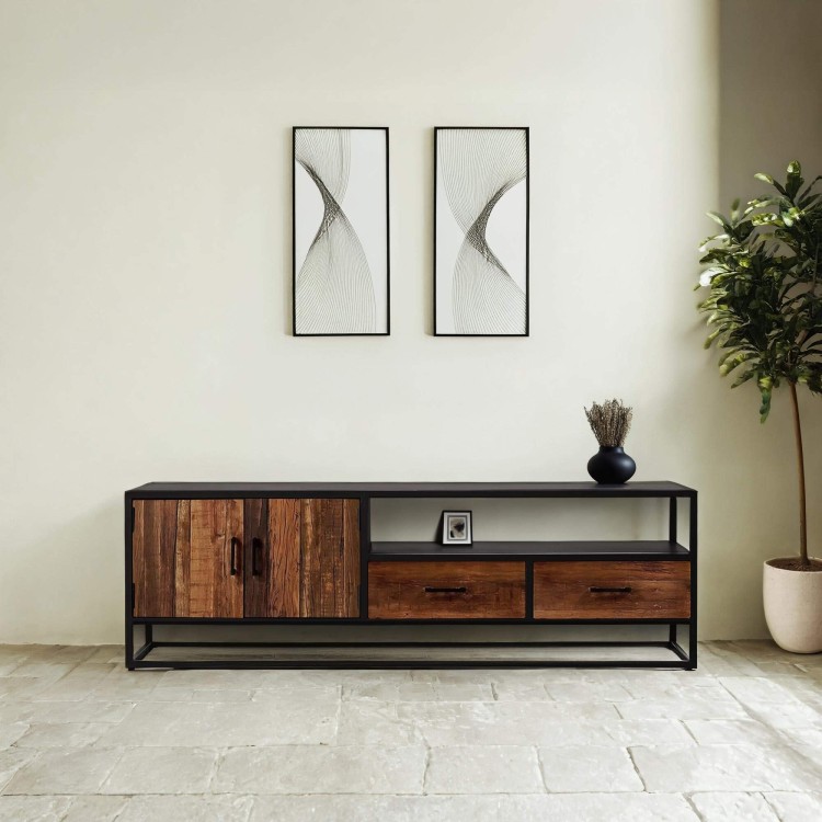 Tv-meubel 160 cm in gerecycleerd hout – Recycled