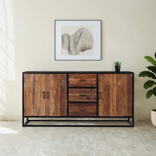 Groot industrieel dressoir van gerecycleerd hout - Recycled