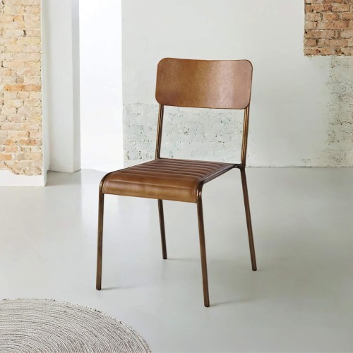 Metaal en vintage lederen stoel - Back to school