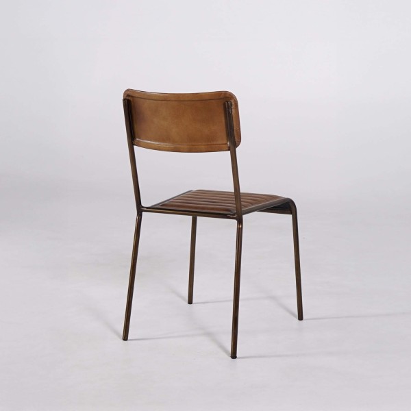Metaal en vintage lederen stoel - Back to school