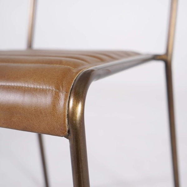 Metaal en vintage lederen stoel - Back to school