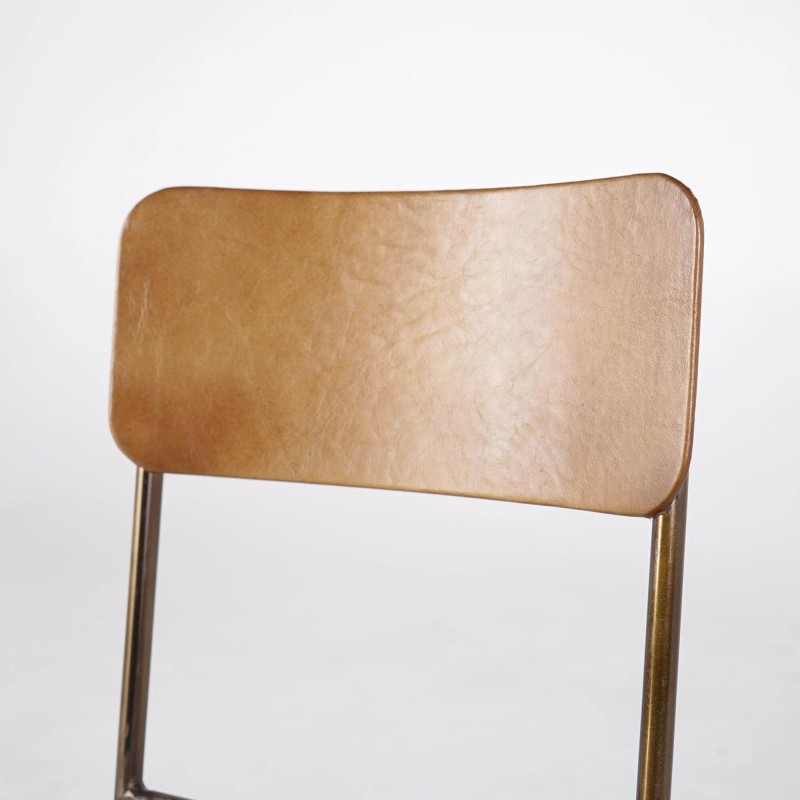 Metaal en vintage lederen stoel - Back to school