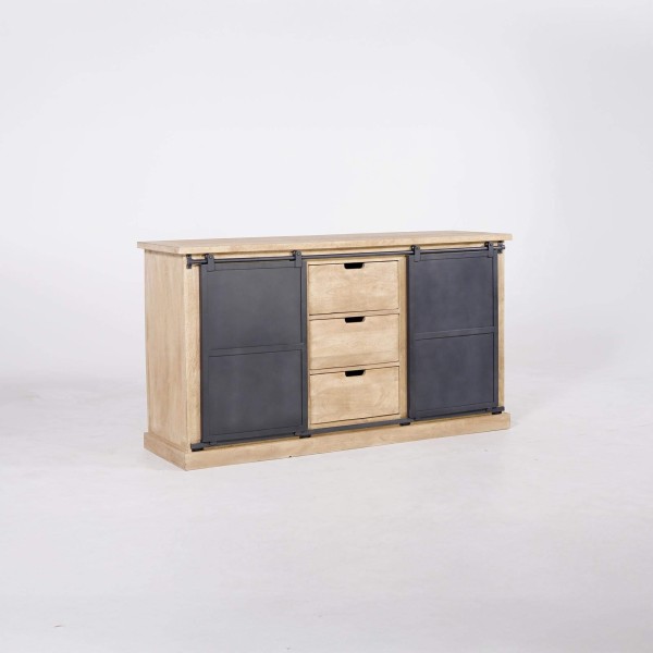 Industrieel dressoir van massief hout en metaal 150 cm - Detroit