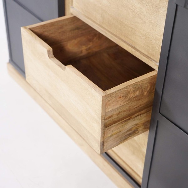 Industrieel dressoir van massief hout en metaal 150 cm - Detroit