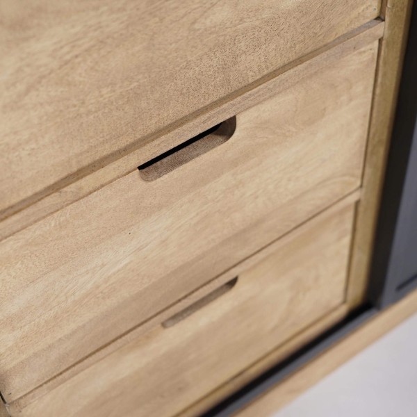 Industrieel dressoir van massief hout en metaal 150 cm - Detroit