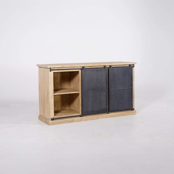 Industrieel dressoir van massief hout en metaal 150 cm - Detroit