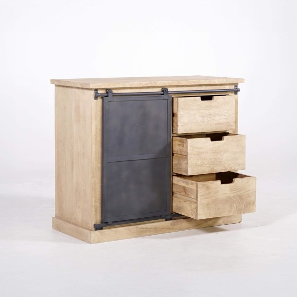 Buffet in industriële stijl van massief hout en metaal 100 cm – Detroit