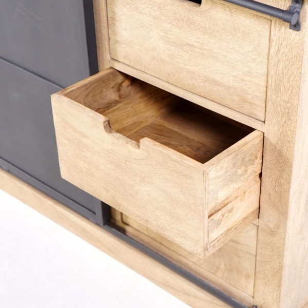 Buffet in industriële stijl van massief hout en metaal 100 cm – Detroit
