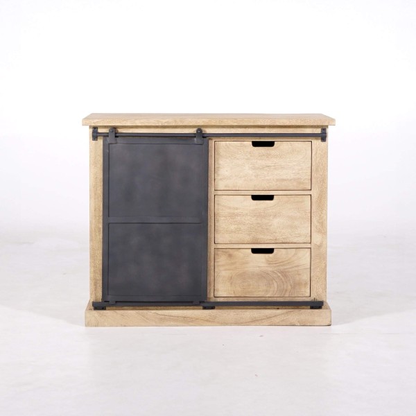 Buffet in industriële stijl van massief hout en metaal 100 cm – Detroit