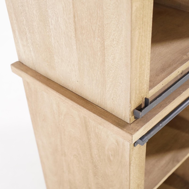 Vitrinekast in massief hout in industriële stijl 100 cm – Detroit