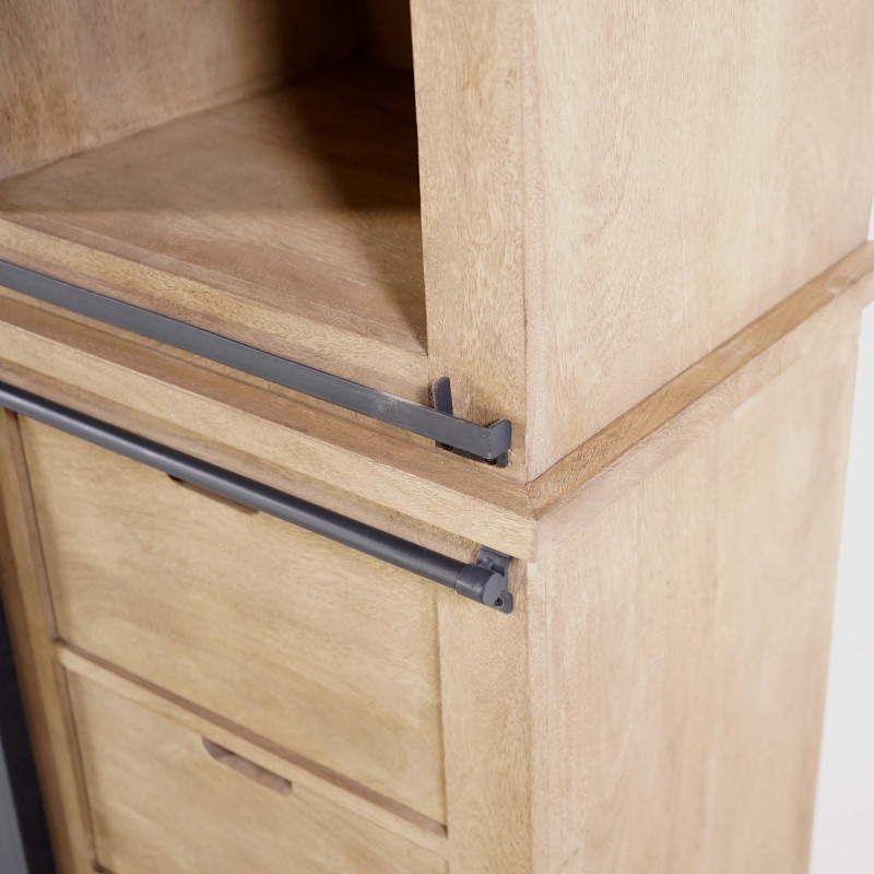 Vitrinekast in massief hout in industriële stijl 100 cm – Detroit