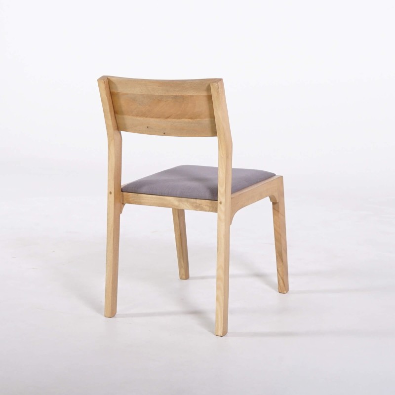 Stoel van naturel hout en grijze stof - Elegance