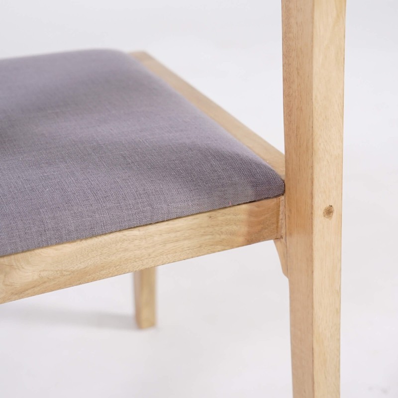 Stoel van naturel hout en grijze stof - Elegance