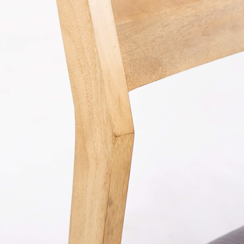 Stoel van naturel hout en grijze stof - Elegance