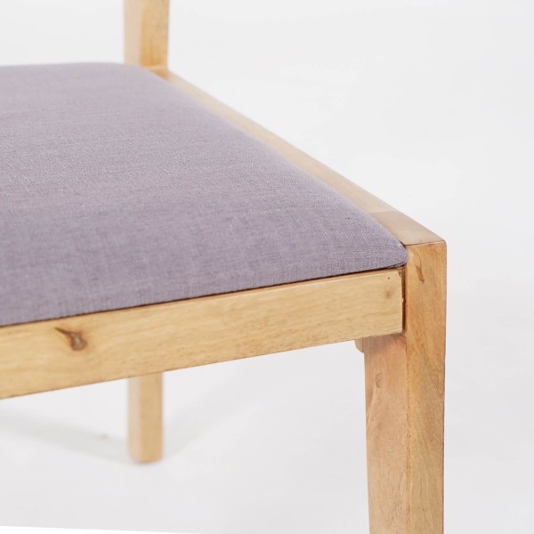 Stoel van naturel hout en grijze stof - Elegance