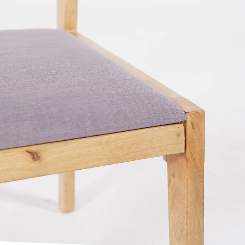 Stoel van naturel hout en grijze stof - Elegance