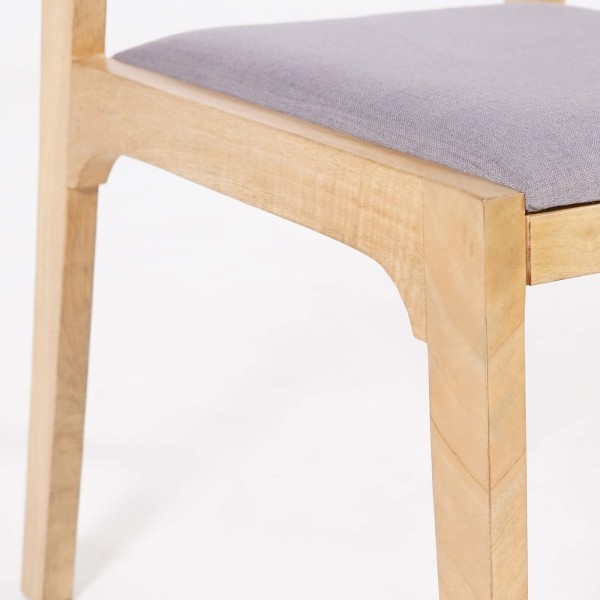 Stoel van naturel hout en grijze stof - Elegance