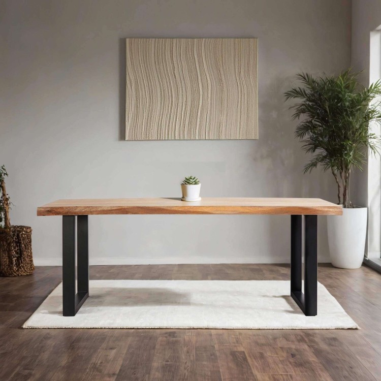 Massief houten eettafel met metalen poten - Rustik