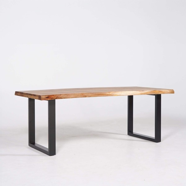 Massief houten eettafel met metalen poten - Rustik